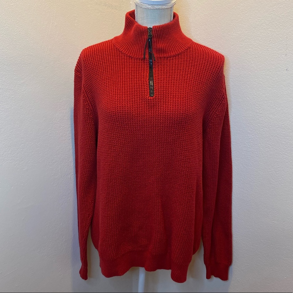 Kenneth Cole Red 1/4 Zip Knit Sweater